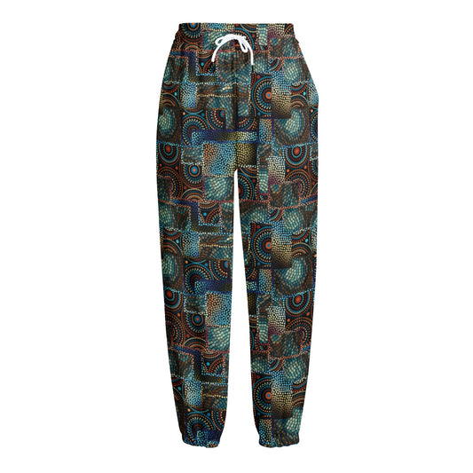 Mosaic Patchwork Pattern Print Fleece Lined Knit Pants