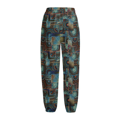 Mosaic Patchwork Pattern Print Fleece Lined Knit Pants