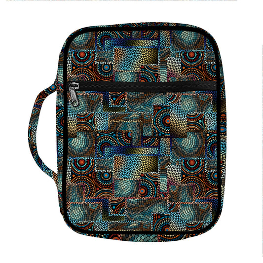 Mosaic Patchwork Pattern Print Front Pocket Bible Bag