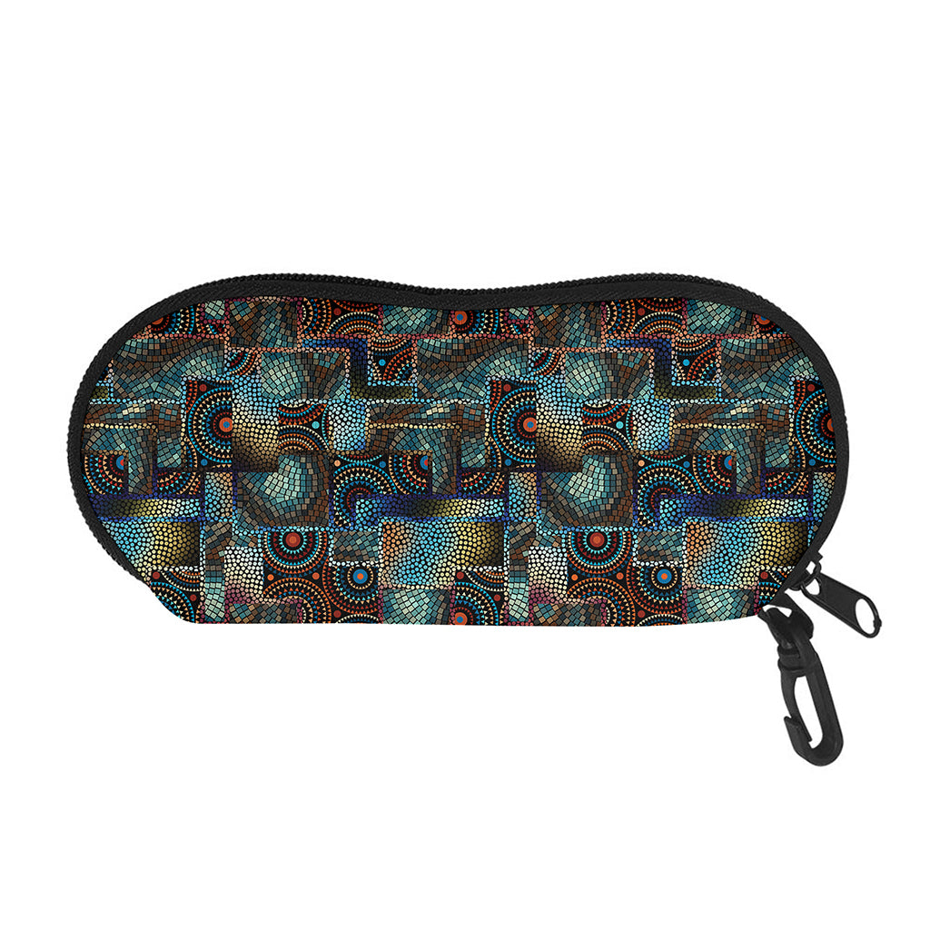 Mosaic Patchwork Pattern Print Glasses Case