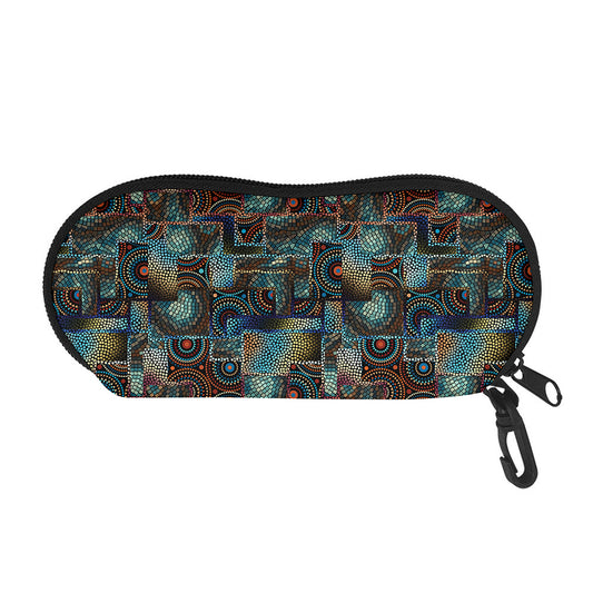 Mosaic Patchwork Pattern Print Glasses Case
