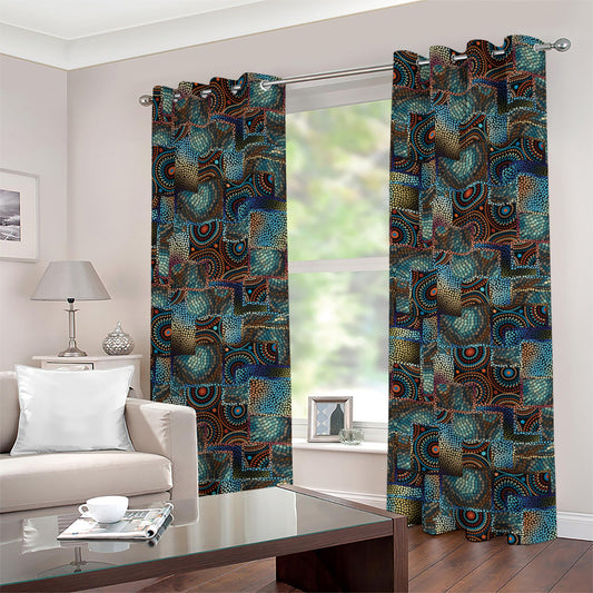 Mosaic Patchwork Pattern Print Grommet Curtains