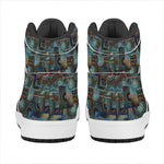 Mosaic Patchwork Pattern Print High Top Leather Sneakers