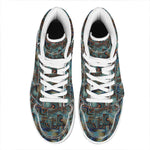 Mosaic Patchwork Pattern Print High Top Leather Sneakers