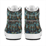 Mosaic Patchwork Pattern Print High Top Leather Sneakers