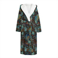 Mosaic Patchwork Pattern Print Hooded Bathrobe