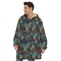 Mosaic Patchwork Pattern Print Hoodie Blanket