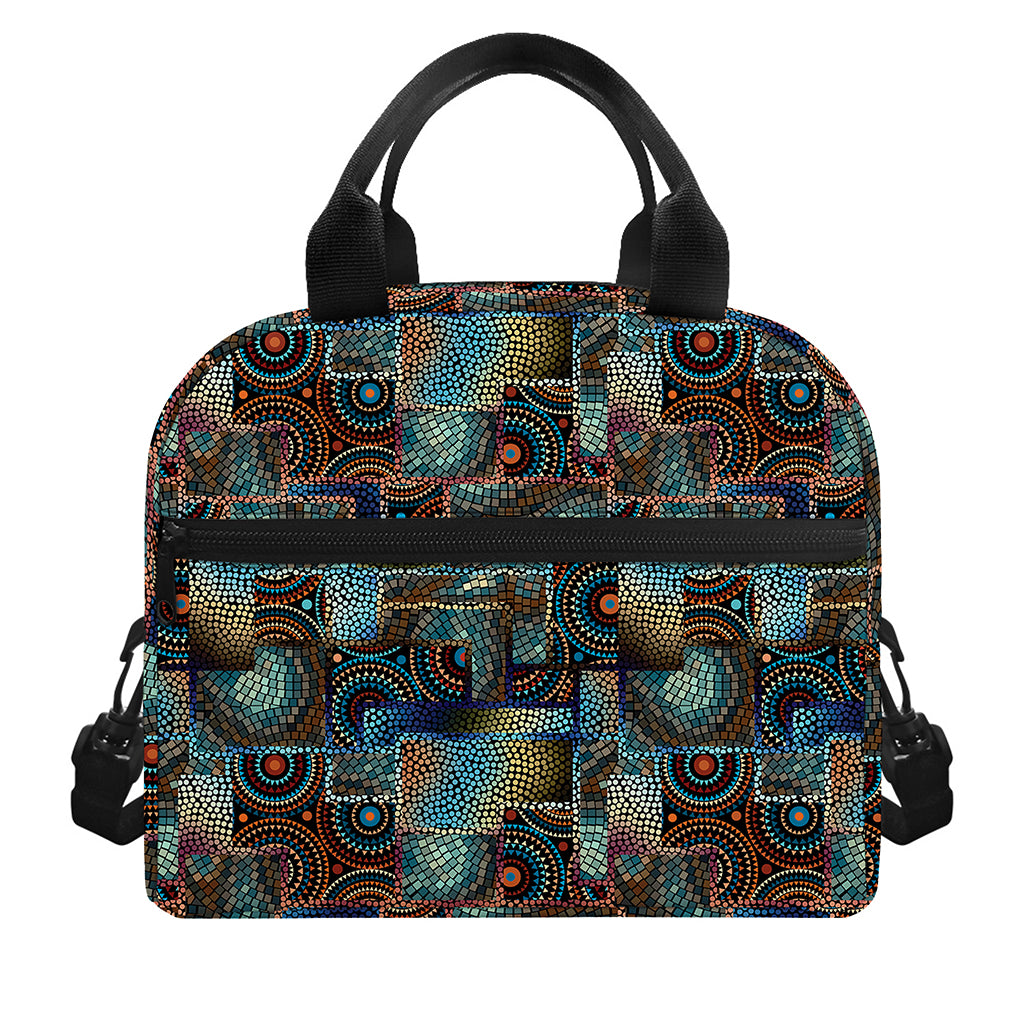 Mosaic Patchwork Pattern Print Insulated Lunch Bag