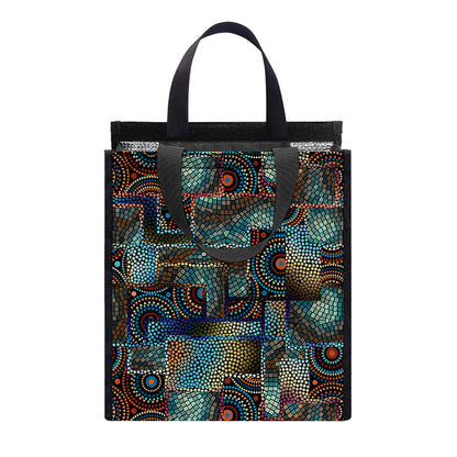 Mosaic Patchwork Pattern Print Insulated Lunch Tote