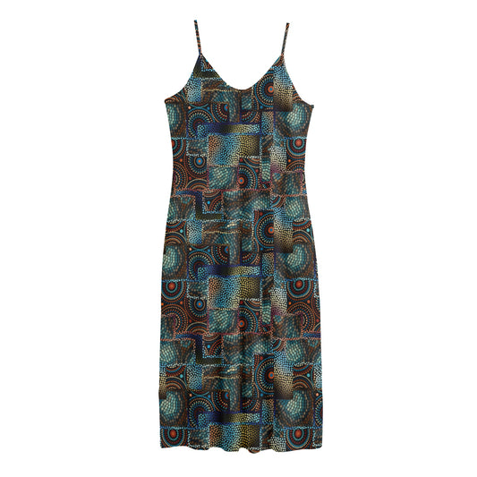 Mosaic Patchwork Pattern Print Jersey Midi Cami Dress