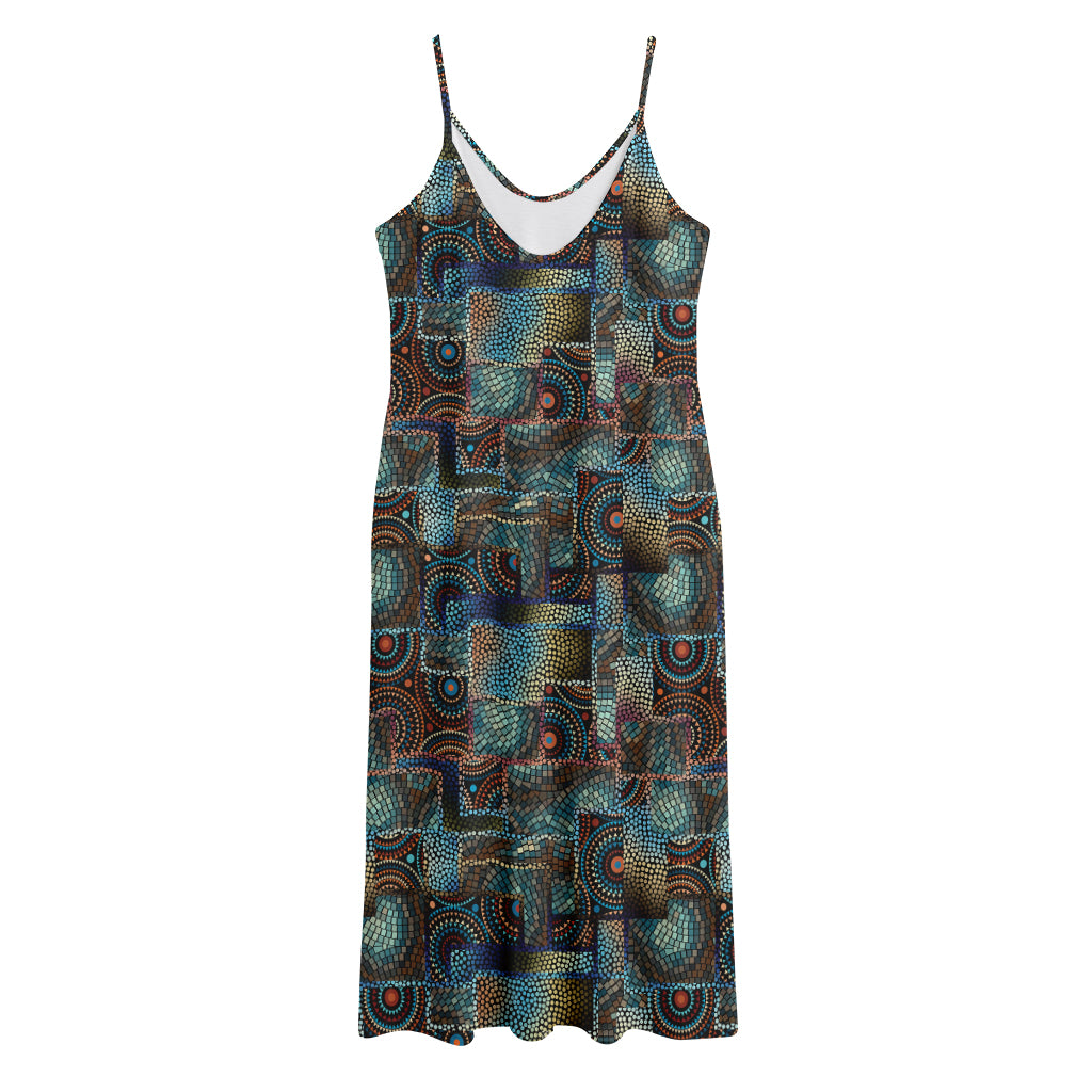 Mosaic Patchwork Pattern Print Jersey Midi Cami Dress