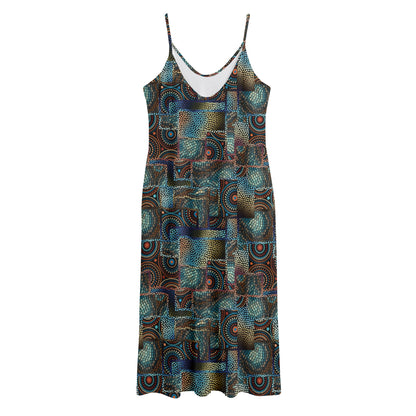 Mosaic Patchwork Pattern Print Jersey Midi Cami Dress