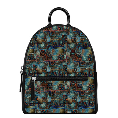 Mosaic Patchwork Pattern Print Leather Backpack