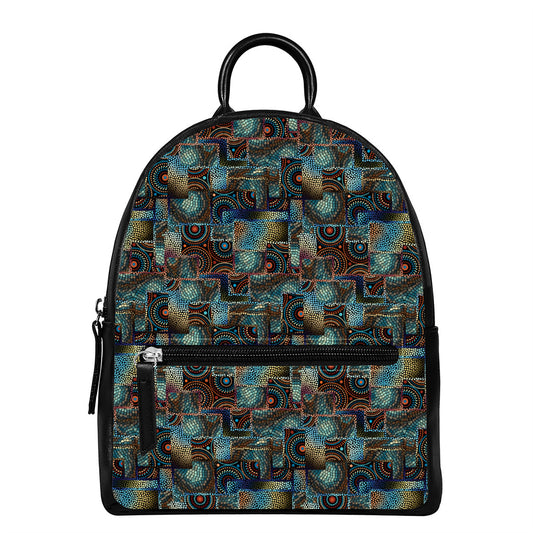 Mosaic Patchwork Pattern Print Leather Backpack