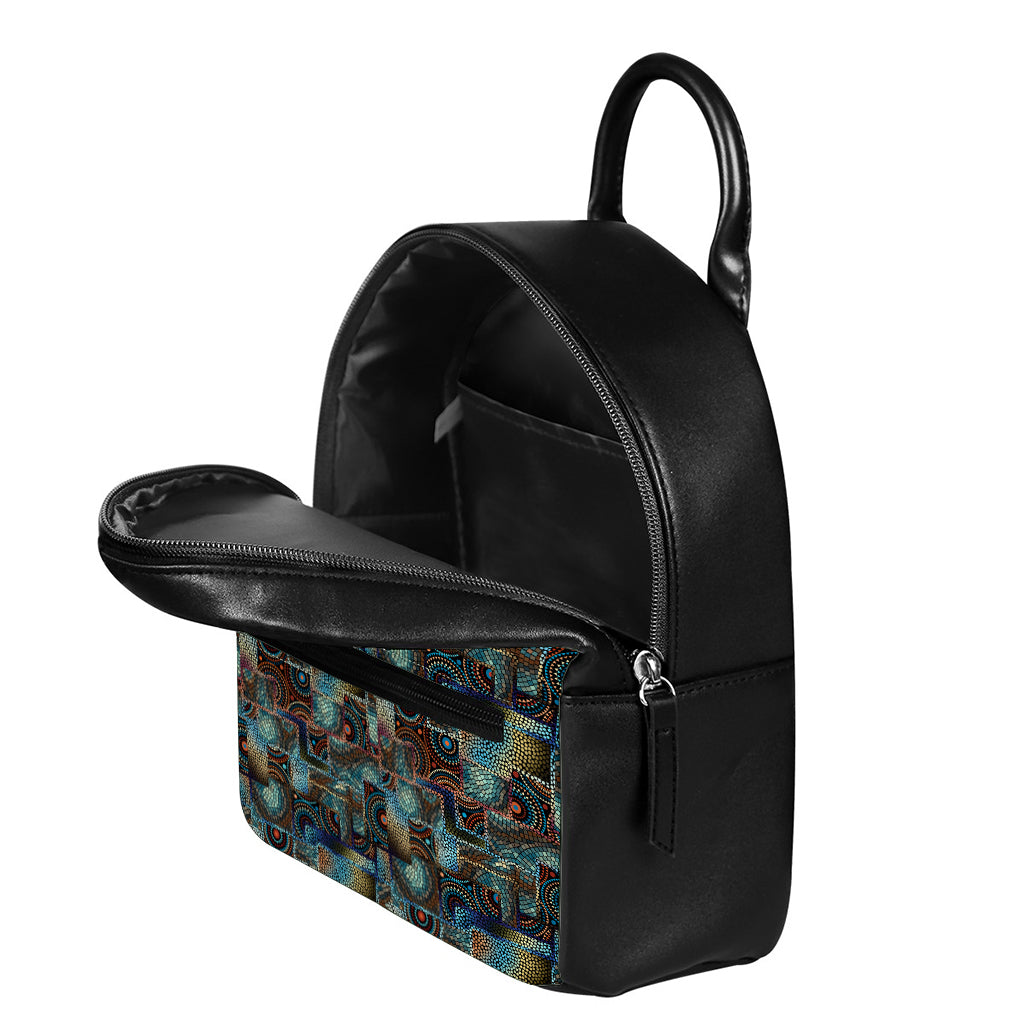 Mosaic Patchwork Pattern Print Leather Backpack