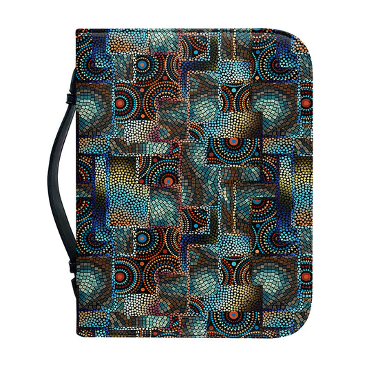 Mosaic Patchwork Pattern Print Leather Bible Cover