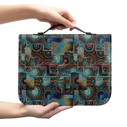 Mosaic Patchwork Pattern Print Leather Bible Cover