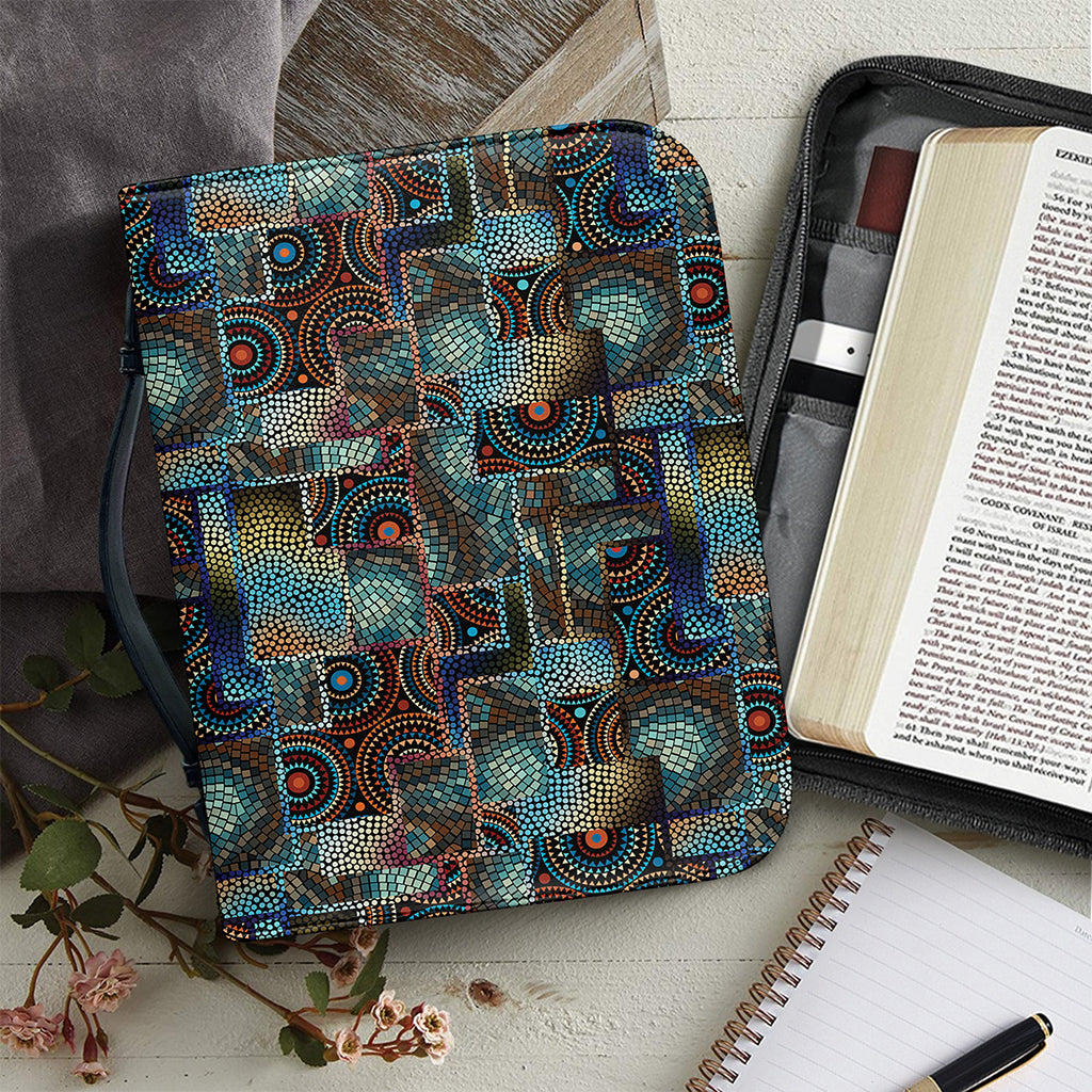 Mosaic Patchwork Pattern Print Leather Bible Cover