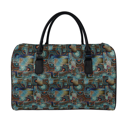 Mosaic Patchwork Pattern Print Leather Duffle Bag