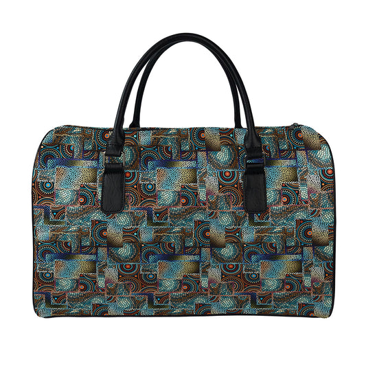 Mosaic Patchwork Pattern Print Leather Duffle Bag