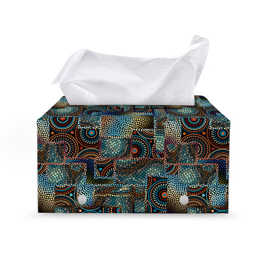 Mosaic Patchwork Pattern Print Leather Tissue Box Cover