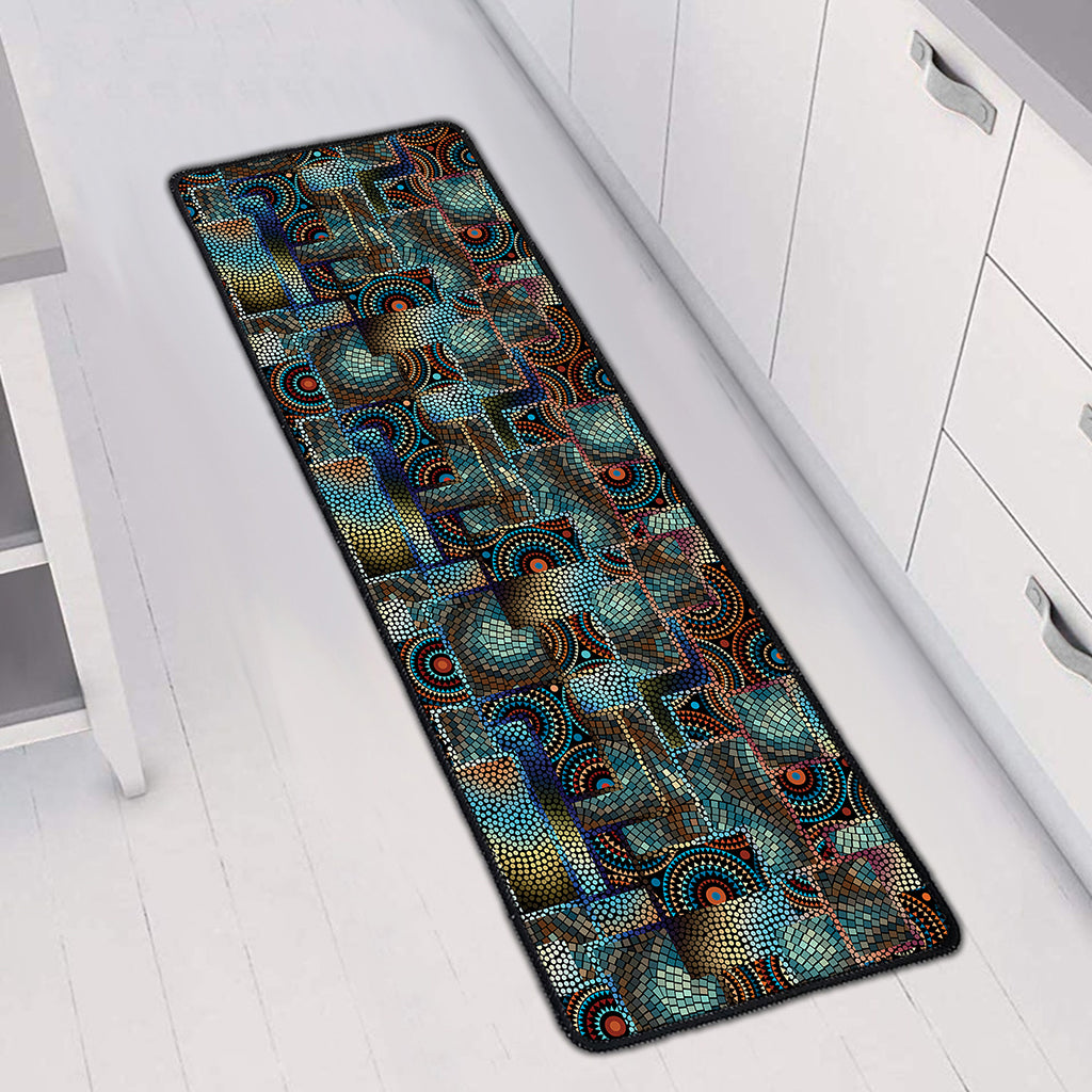 Mosaic Patchwork Pattern Print Long Kitchen Mat