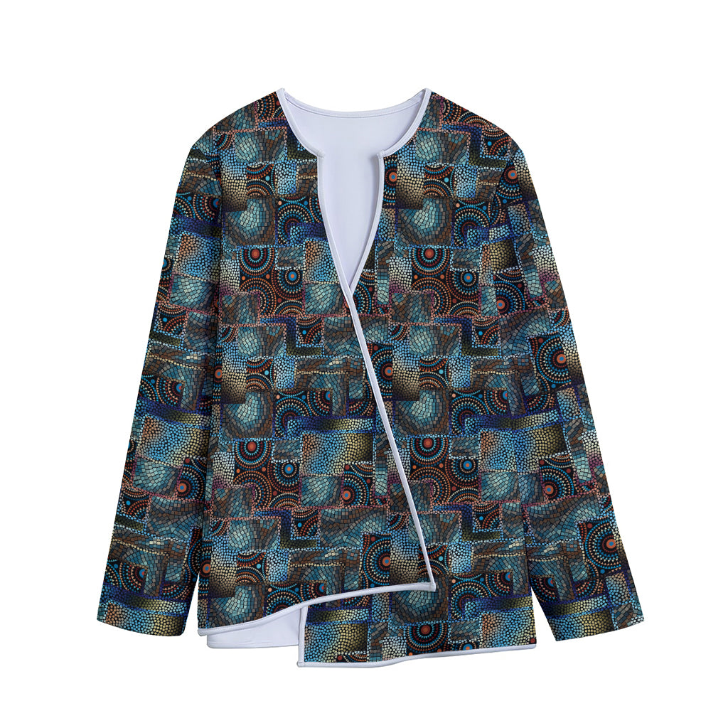 Mosaic Patchwork Pattern Print Long Sleeve Short Coat