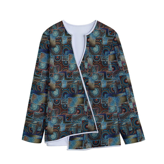Mosaic Patchwork Pattern Print Long Sleeve Short Coat
