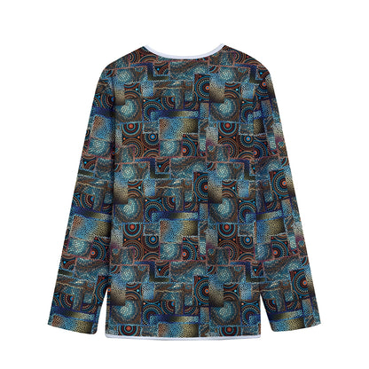 Mosaic Patchwork Pattern Print Long Sleeve Short Coat