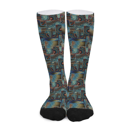 Mosaic Patchwork Pattern Print Long Socks