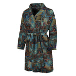 Mosaic Patchwork Pattern Print Men's Bathrobe
