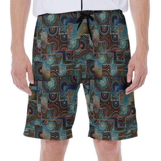 Mosaic Patchwork Pattern Print Men's Beach Shorts