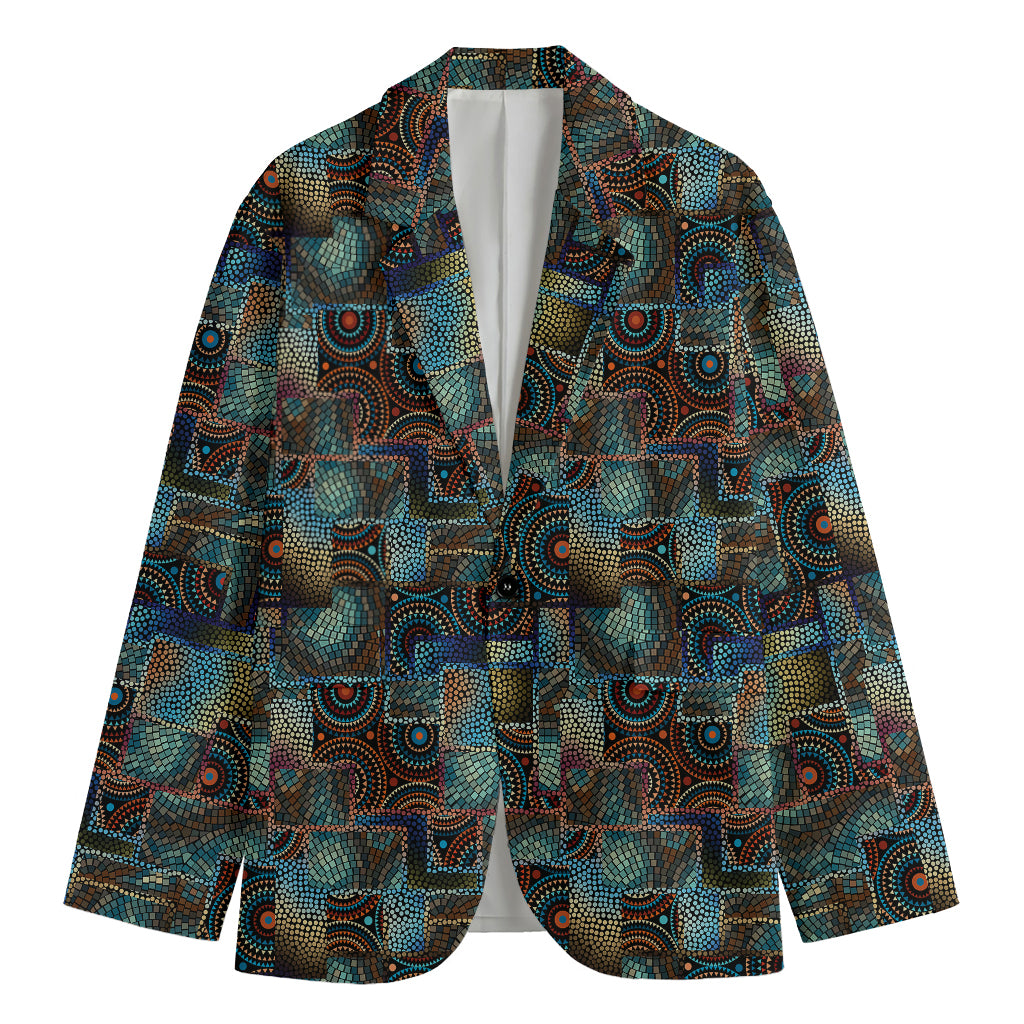 Mosaic Patchwork Pattern Print Men's Blazer