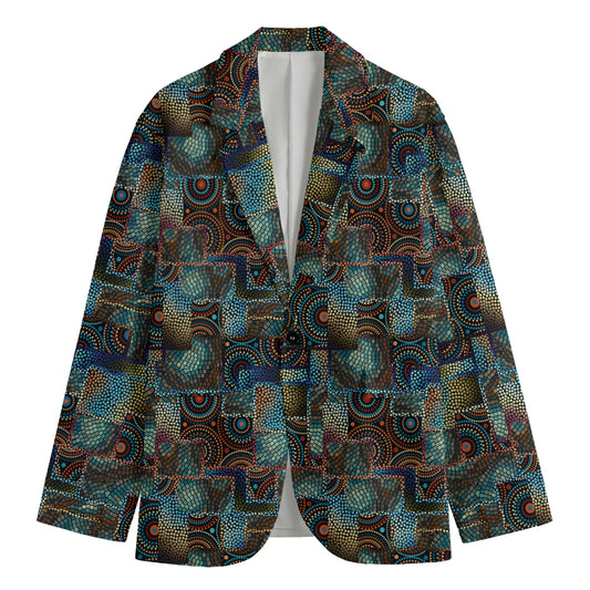 Mosaic Patchwork Pattern Print Men's Blazer