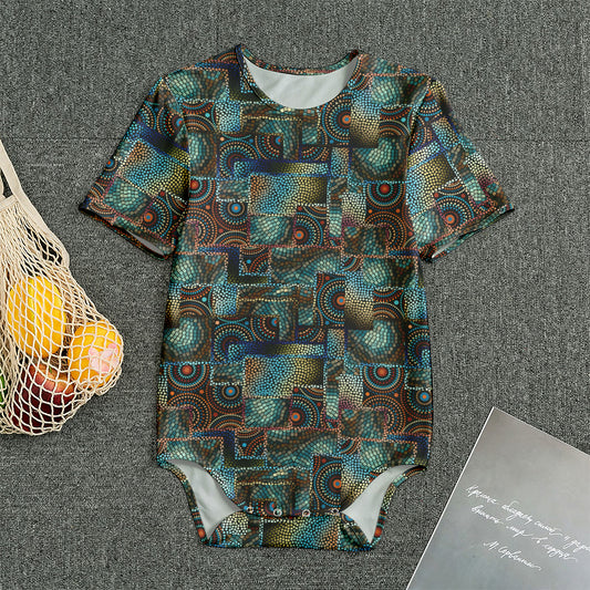 Mosaic Patchwork Pattern Print Men's Bodysuit