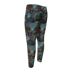 Mosaic Patchwork Pattern Print Men's Compression Pants