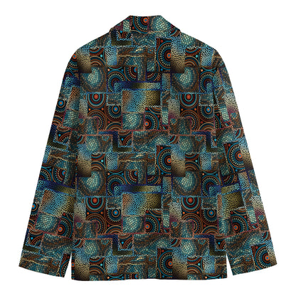 Mosaic Patchwork Pattern Print Men's Cotton Blazer