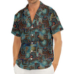 Mosaic Patchwork Pattern Print Men's Deep V-Neck Shirt