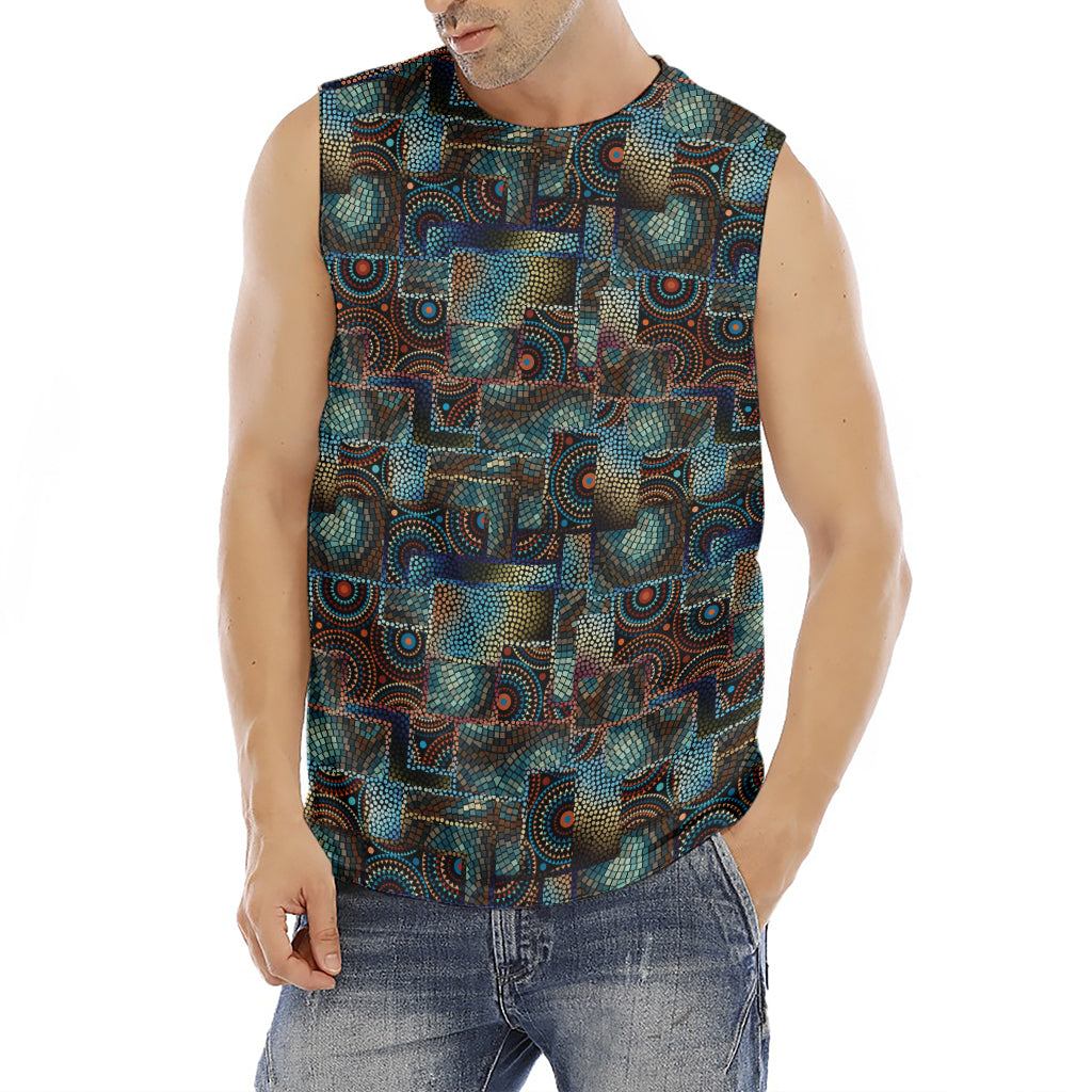 Mosaic Patchwork Pattern Print Men's Fitness Tank Top