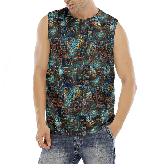 Mosaic Patchwork Pattern Print Men's Fitness Tank Top