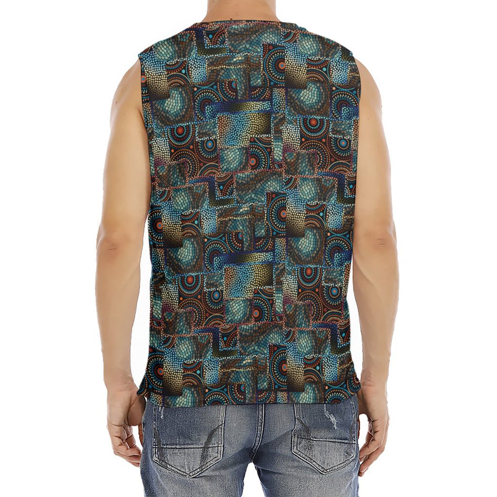 Mosaic Patchwork Pattern Print Men's Fitness Tank Top