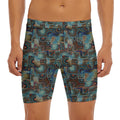 Mosaic Patchwork Pattern Print Men's Long Boxer Briefs