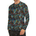 Mosaic Patchwork Pattern Print Men's Long Sleeve Rash Guard