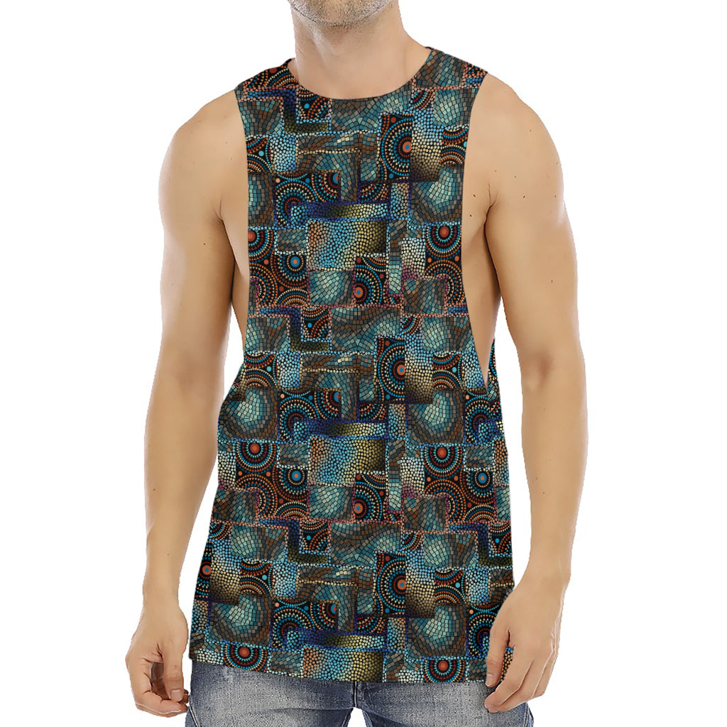 Mosaic Patchwork Pattern Print Men's Muscle Tank Top