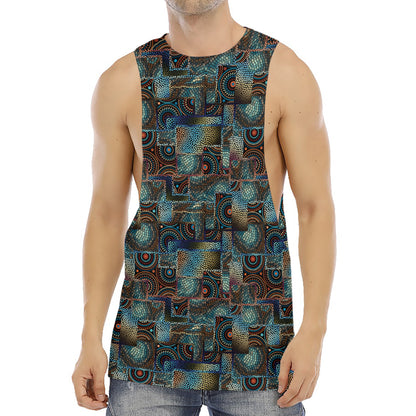 Mosaic Patchwork Pattern Print Men's Muscle Tank Top