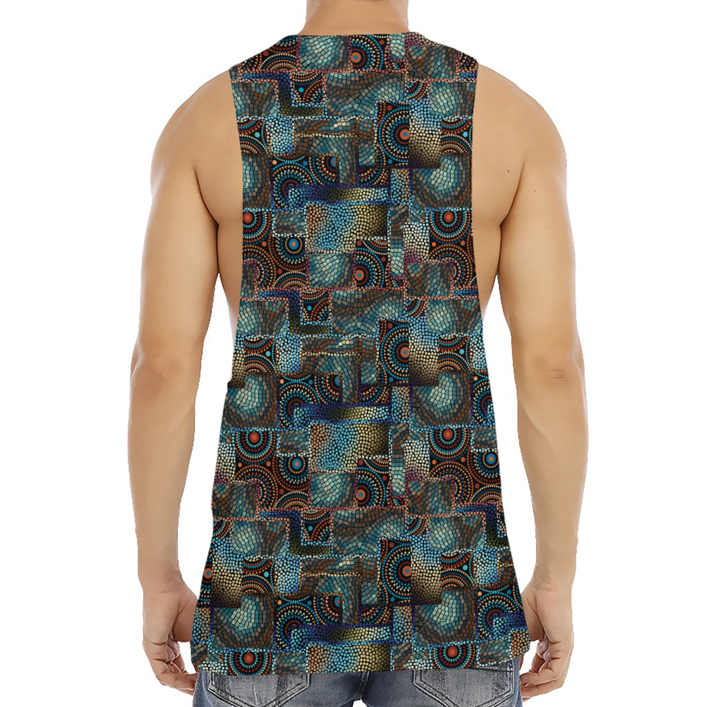 Mosaic Patchwork Pattern Print Men's Muscle Tank Top