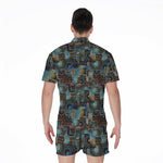 Mosaic Patchwork Pattern Print Men's Rompers