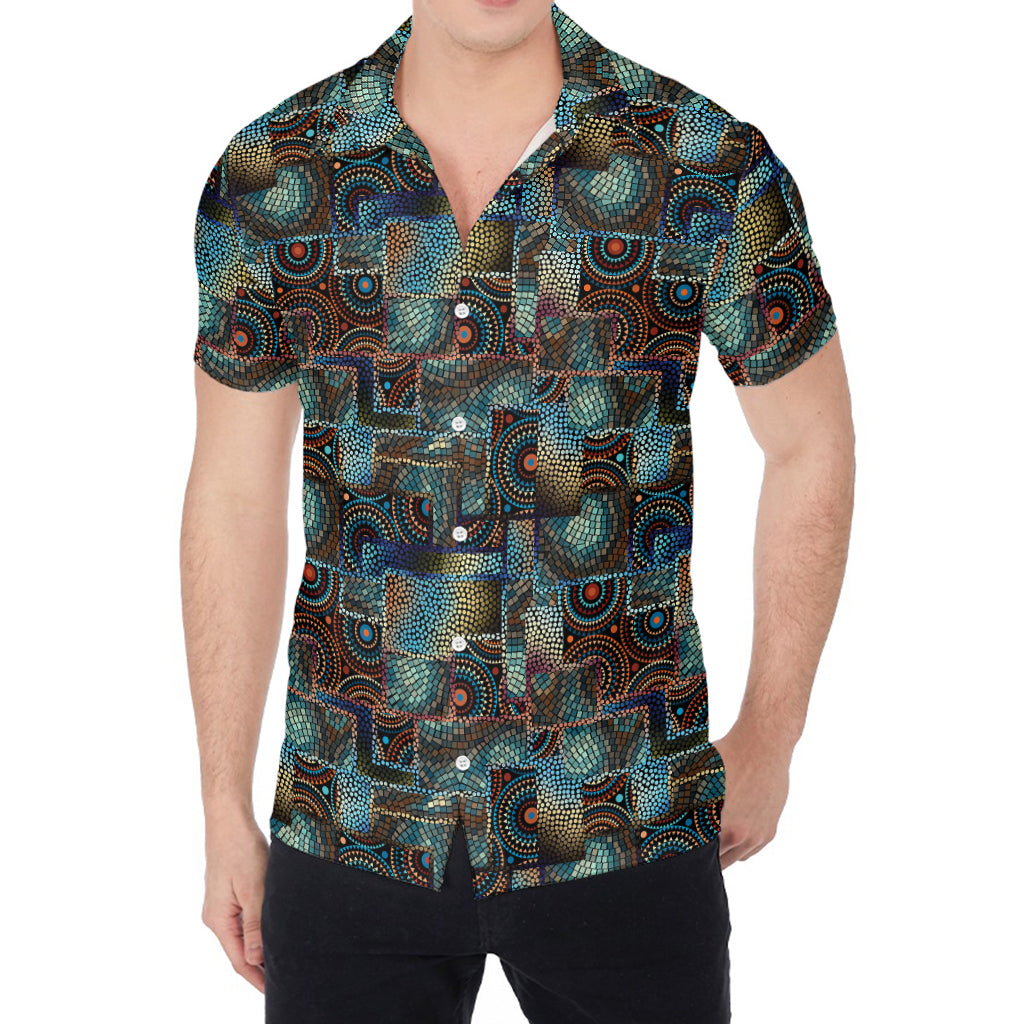 Mosaic Patchwork Pattern Print Men's Shirt