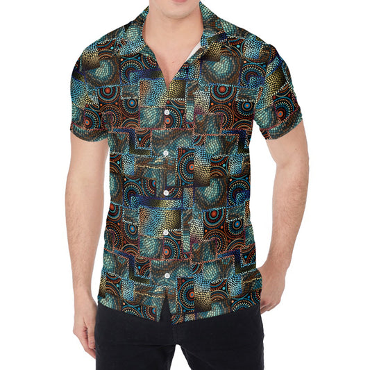 Mosaic Patchwork Pattern Print Men's Shirt