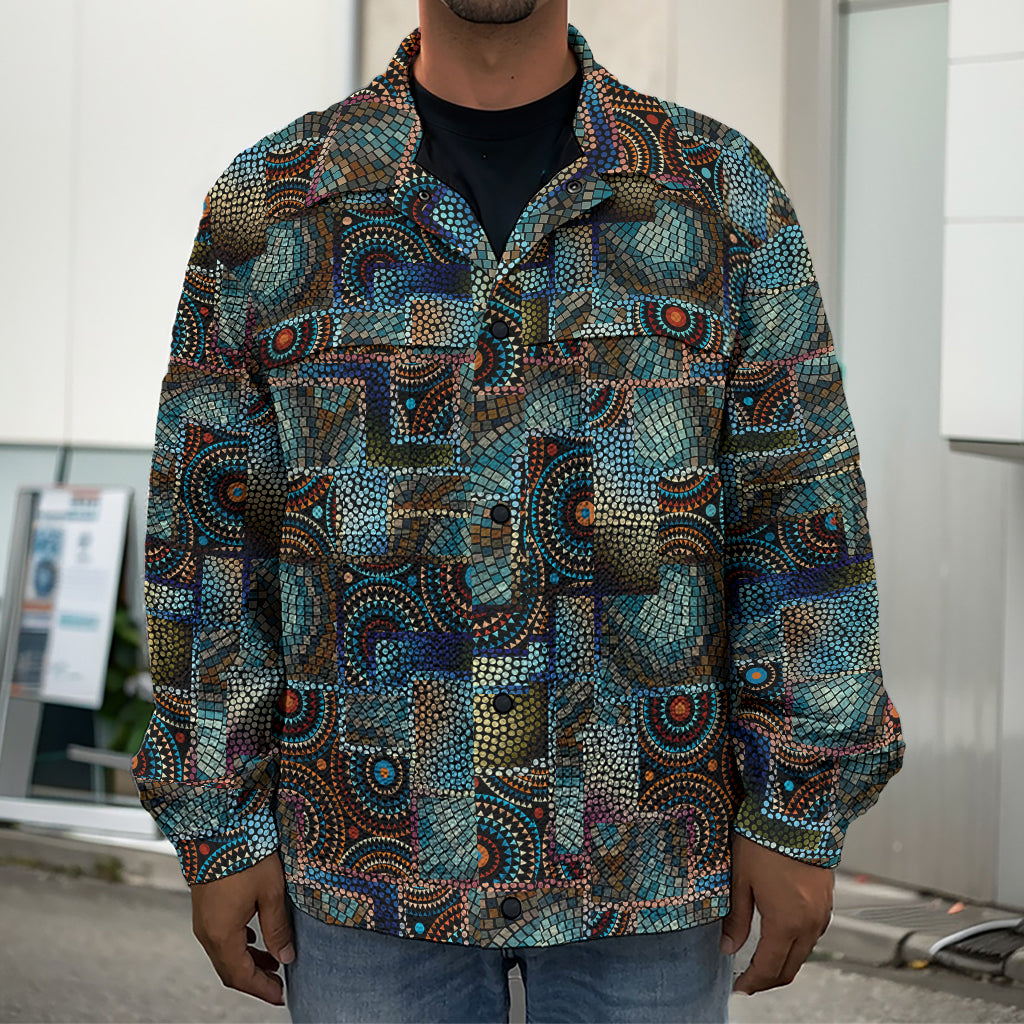 Mosaic Patchwork Pattern Print Men's Shirt Jacket